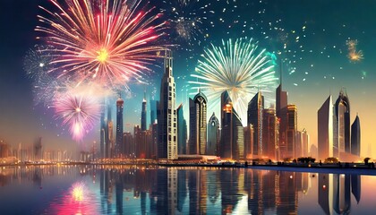 fireworks over the city