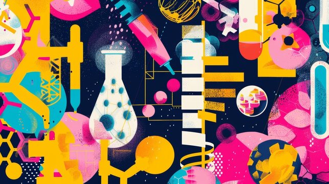 Playful and vibrant illustrations of medical research and breakthroughs AI generated illustration
