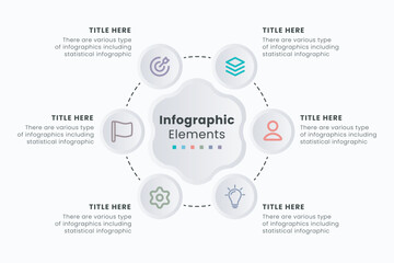 Neumorphic infographic design template. Modern simple vector illustration for presentation.