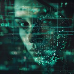 Data breaches, holographic warning system, advanced cybersecurity, dark aesthetic