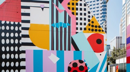 Playful shapes and patterns filling the cityscape  AI generated illustration