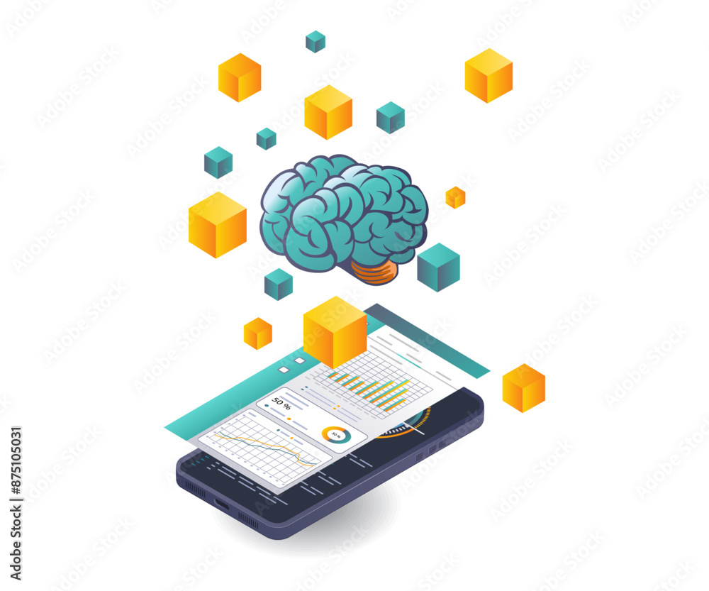 Leinwandbilder smartphone data analysis in ai blockchain technology
