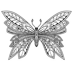 Hand drawn of butterfly in zentangle style