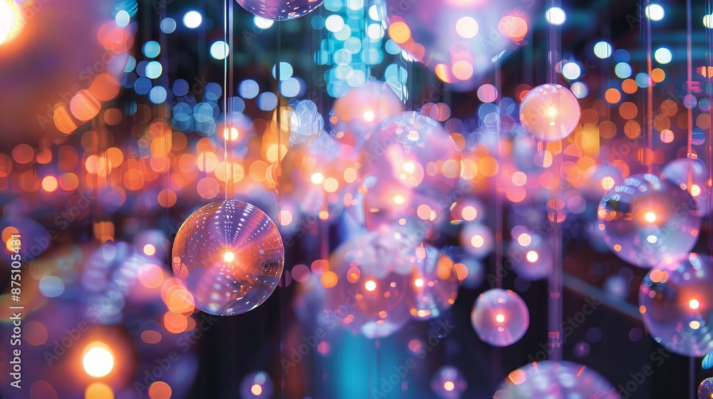 Poster pulsating orbs of light in a mesmerizing hypnotic display ai generated illustration
