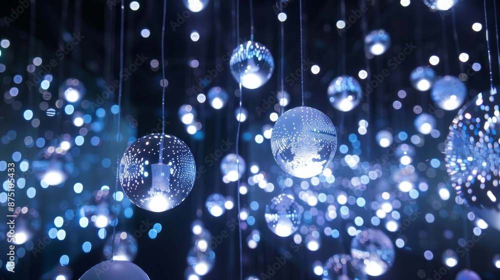 Poster pulsating orbs of light in a mesmerizing hypnotic display ai generated illustration