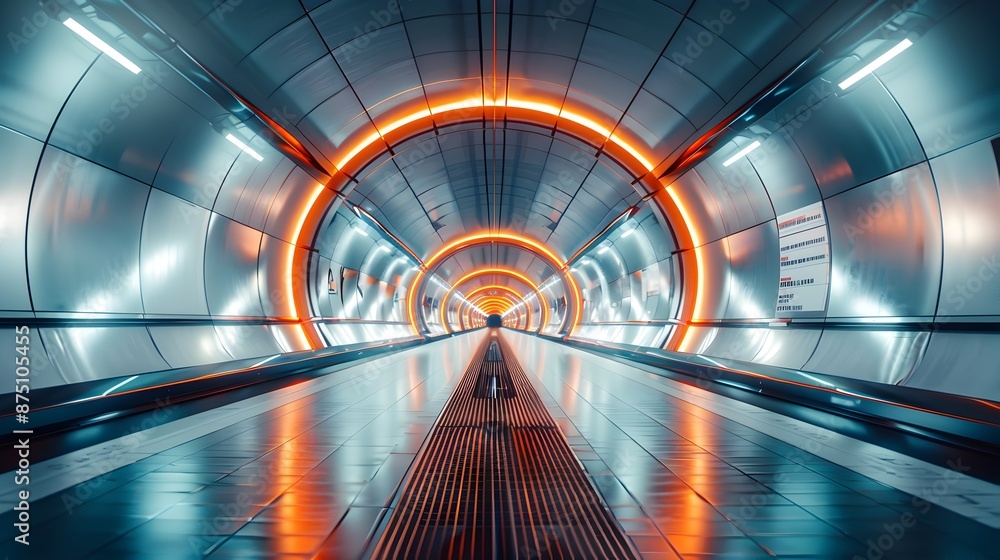 Aufkleber hyperloop transportation system with sleek high speed pods in futuristic station concept