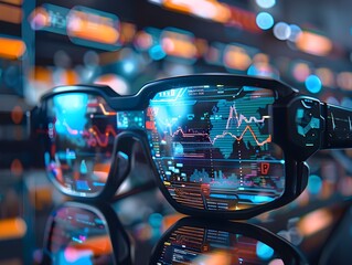 Augmented Reality Glasses Overlaying Digital Data and Information on Real world Scene Technology Concept