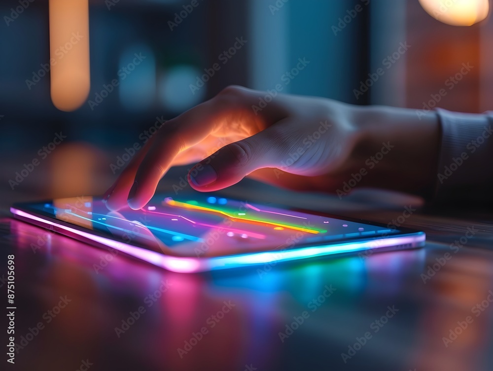Poster person using digital savings goal tracker with colorful progress bar showing completion percentage f