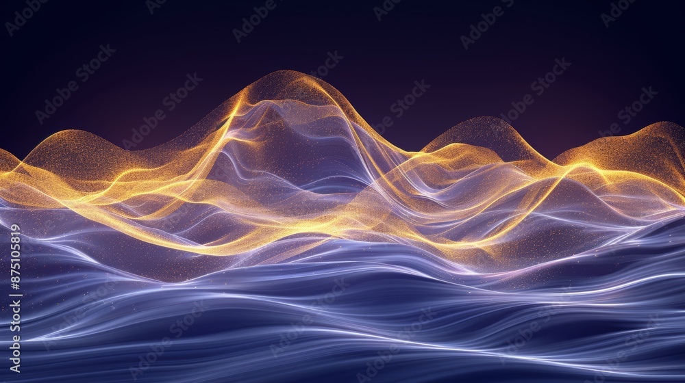 Poster colorful gradient fluid flow smoke in mesh color with glowing dots, abstract background with the col