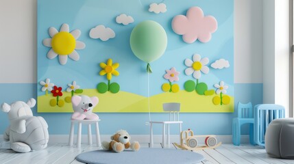 Sunflower balloon scenery children's poster