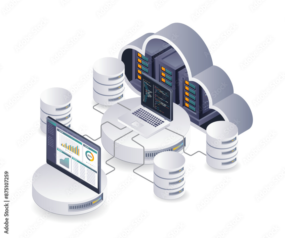 Leinwandbilder professional dashboard for analyzing cloud server database technology