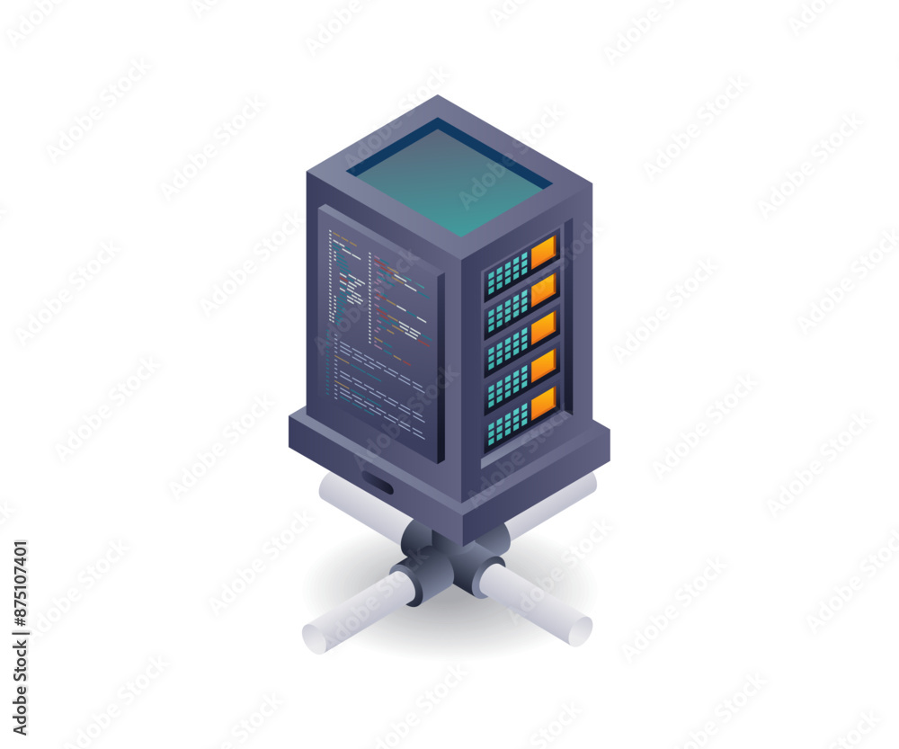 Poster Optimizing Server Networks isometric illustration