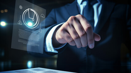 Financial and investment business planning, Businessman analyzing growth sales data graph on virtual screen.Digital online marketing, Businessman use laptop with advertising on website,ecommerce store