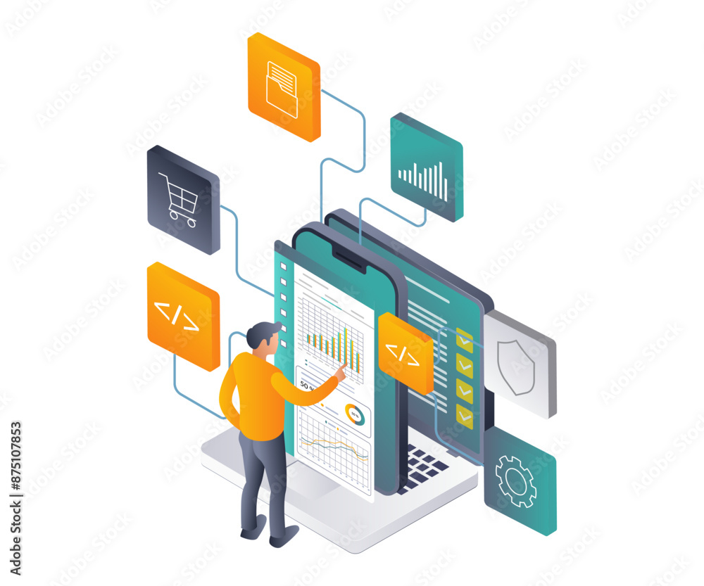 Aufkleber Network Data Analysis in Smartphone Applications and Computer Technology