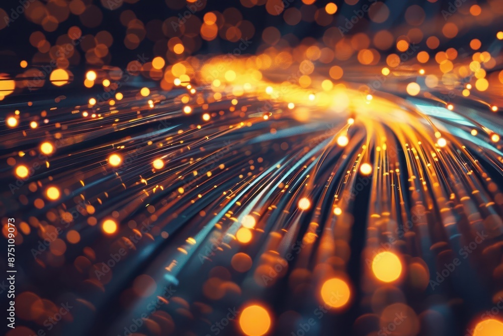 Aufkleber abstract visualization of data transfer glowing fiber optic cables forming intricate network pulsing