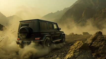 Driving in the mountains, desert, dust and smoke