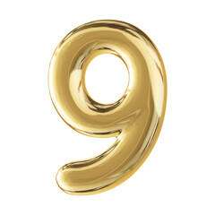 Gold 3D Number 9