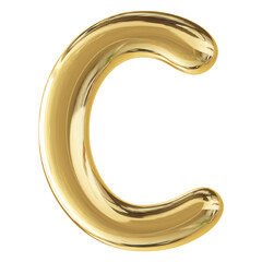 Gold 3D Bubble Font Letter C uppercase