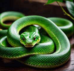 Fototapeta premium year of the green Wooden Snake according to the eastern (Chinese) calendar