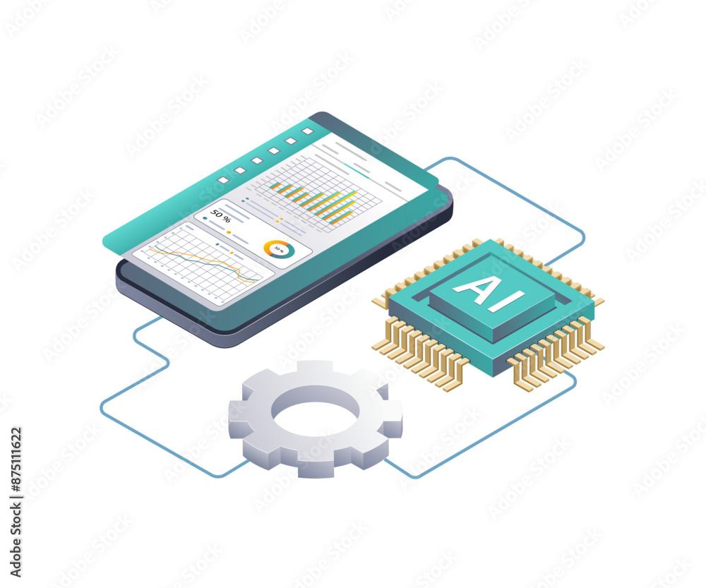 Aufkleber Exploring AI Processes in Technology Data Analysis