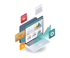 Evaluation of Creative Image Portfolio isometric illustration