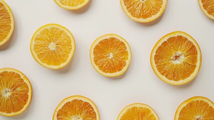 Fototapeta premium Fresh organic orange slices on a clean white background. Juicy and delicious.
