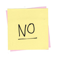 yellow sticky note with the word no on it, transparent background