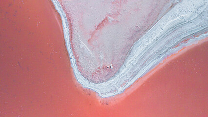 Aerial view of the Torrevieja salt flats in the province of Alicante, Spain