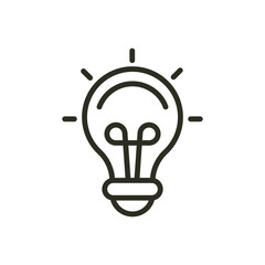 Creativity outline icon. Brilliant idea light bulb vector icon symbol. Electric lamp vector illustration image