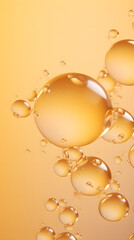 Digital golden bubbles skin care products collagen abstract poster mobile phone background