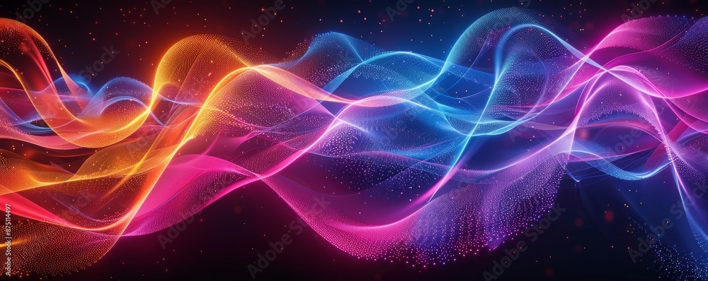 Poster abstract neon patterns with a 3d effect