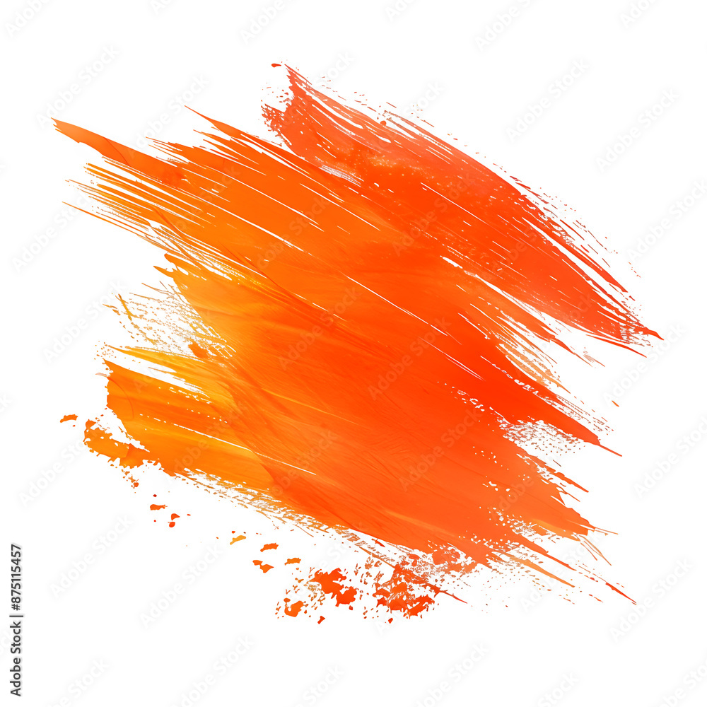 Aufkleber vivid orange paint strokes with texture, isolated on a checkered backdrop