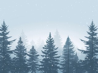 Obraz premium Schneebedeckter Winterwald bei Schneefall