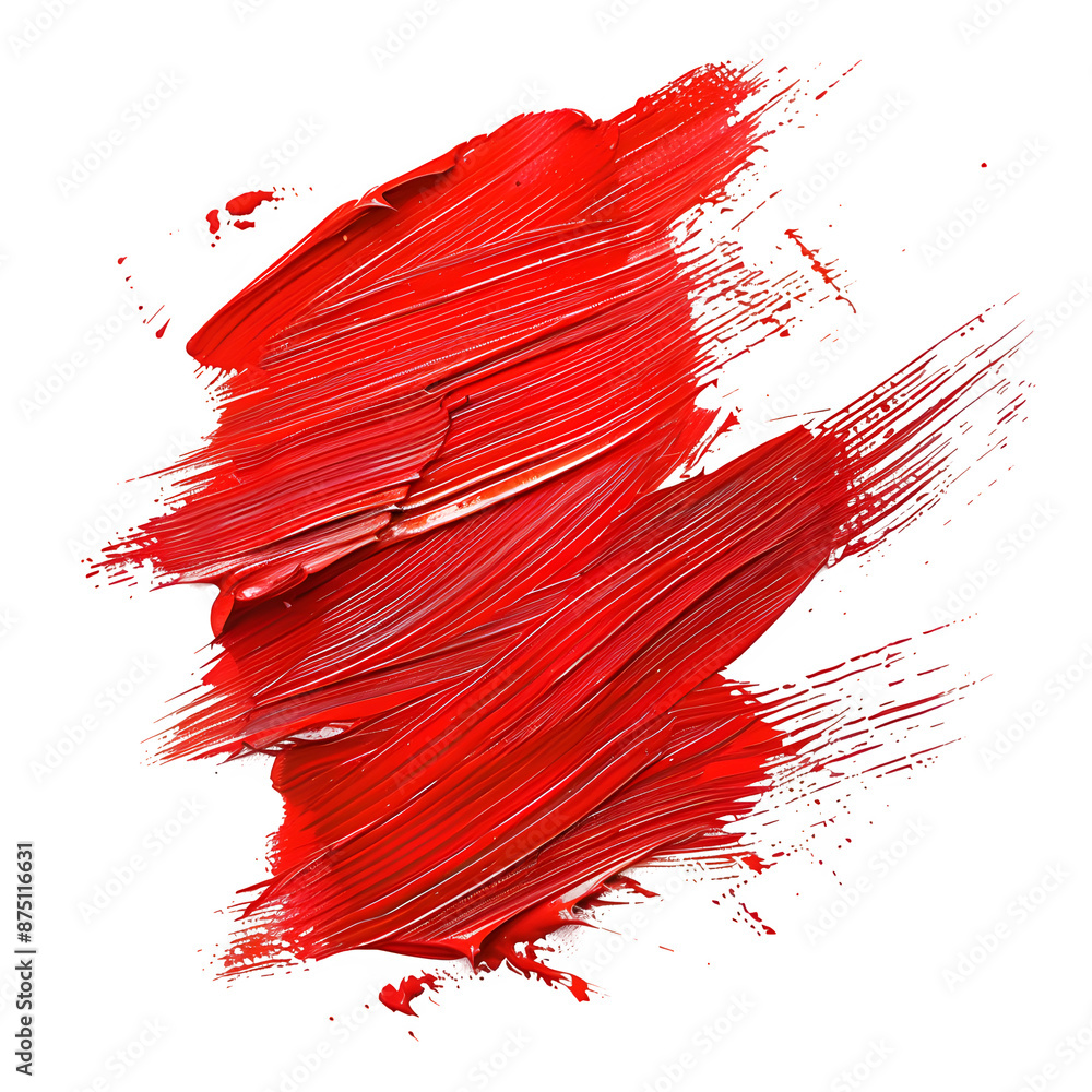 Poster dynamic red paint smear with splatters, ideal for creative designs and backdrops