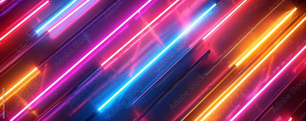 Poster repetitive patterns of neon lines