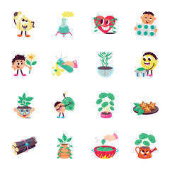 WebSet of Flat Style Herbs and Food Ingredients Stickers 

