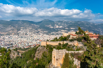 Obraz premium The Cleopatra Beach view from Alaya Castle in Turkey