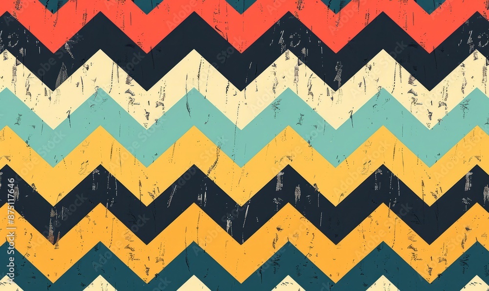 Poster minimalist pattern with zigzag shapes