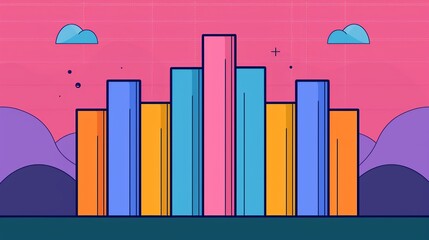 Obraz premium Clean and minimalist design highlighting wealth, savings, and budgeting; elegant color schemes and structured patterns representing forecasting and analytics. Illustration, Image, , Minimalism,