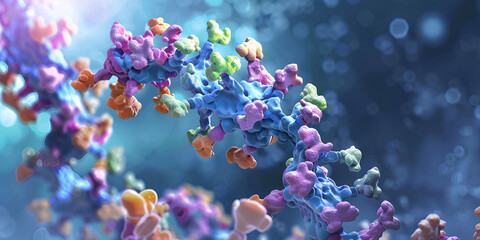 Detailed view of a protein molecule highlighting the diversity and complexity of biological macromolecules