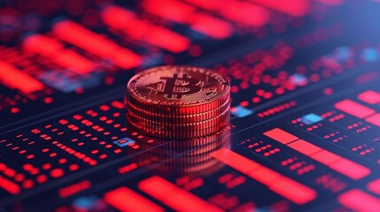 Dynamic and impactful design highlighting finance, economy, and global markets; vibrant visuals of currency, exchange, and blockchain technology. Illustration, Image, , Minimalism,