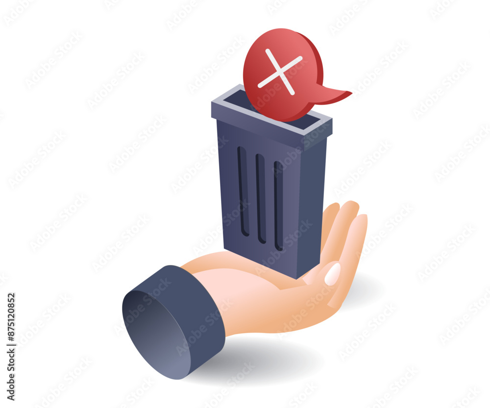 Aufkleber Deleting Computer Data Trash flat illustration