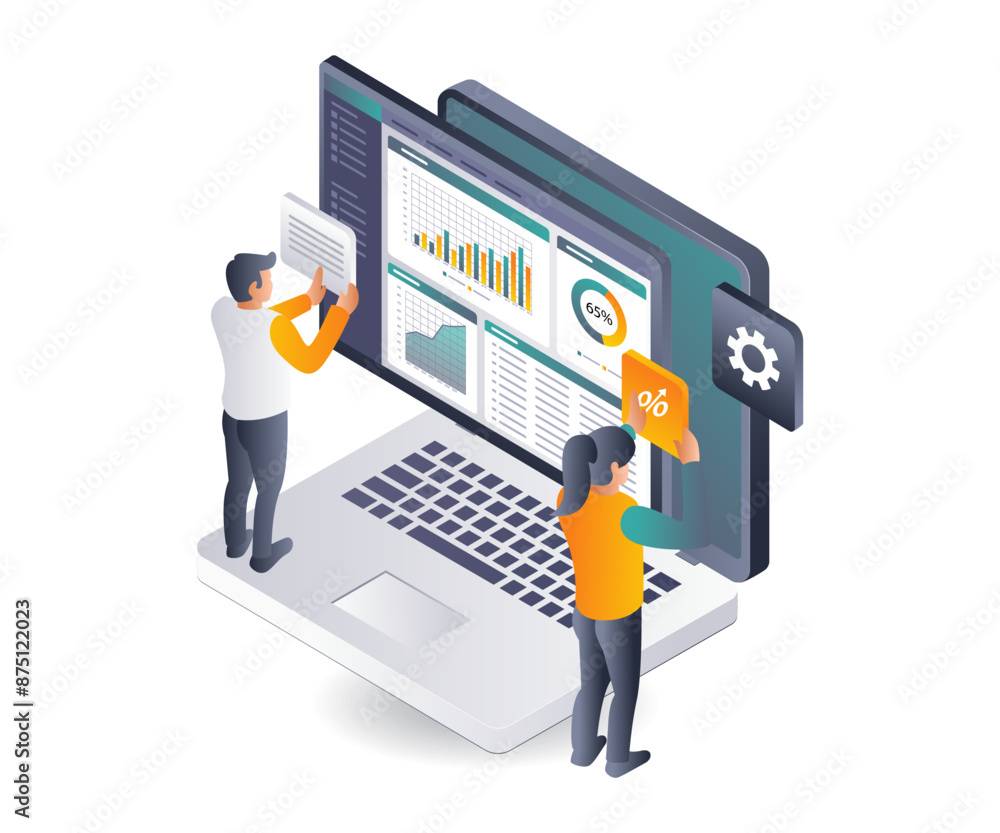 Aufkleber compiling analytical data to develop the business