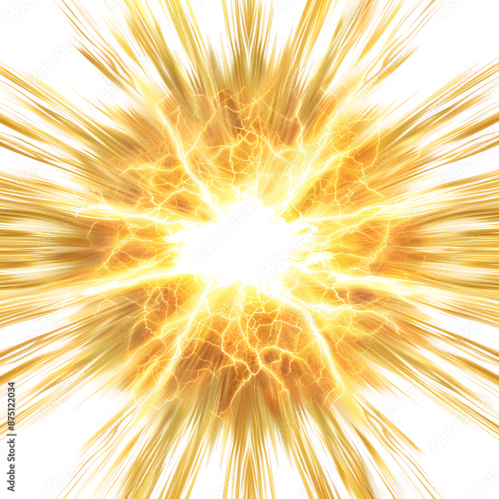 Poster abstract energy discharge with lightning and bright light explosion on transparent background