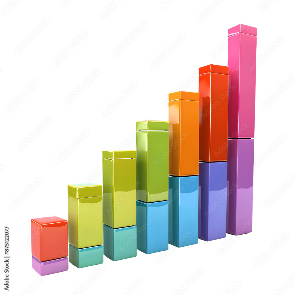 Poster 3d bar graph on transparent background