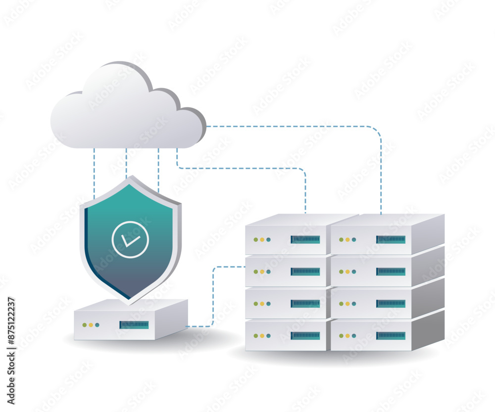 Aufkleber cybersecurity in cloud computing flat illustration