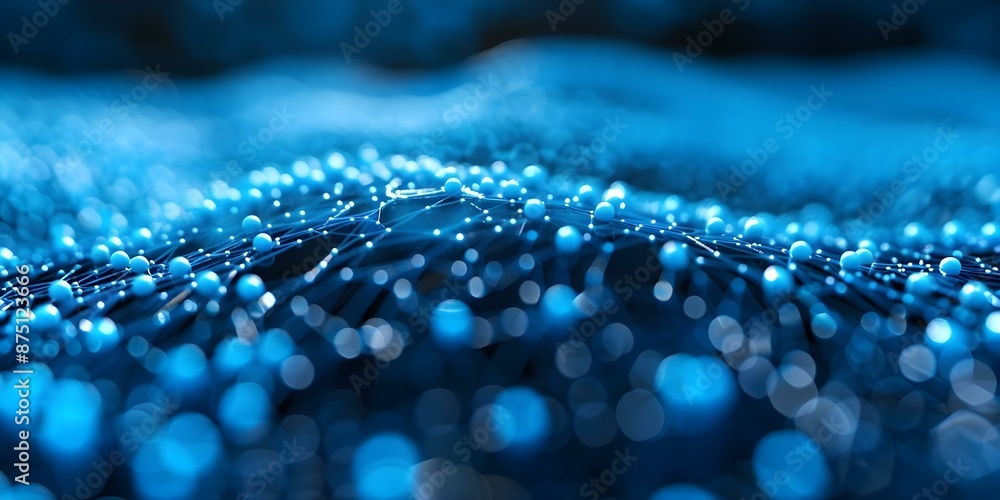 Poster blue digital network connections in abstract 3d visualization. concept abstract visualization, digit