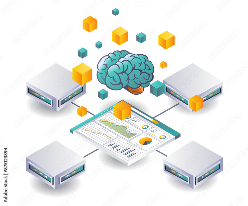 Aufkleber Artificial Intelligence Data Analysis in Server Networks