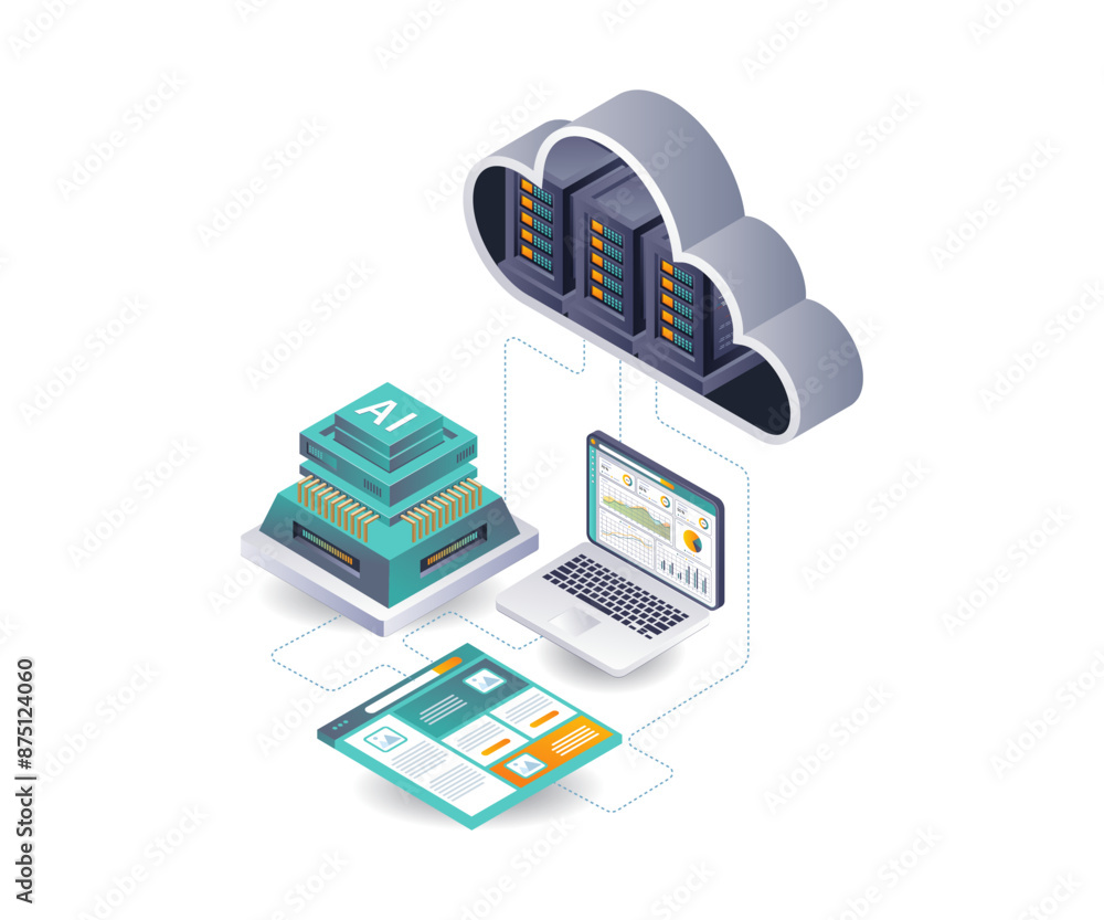 Aufkleber Artificial Intelligence Analysis of Cloud Server Web App Data