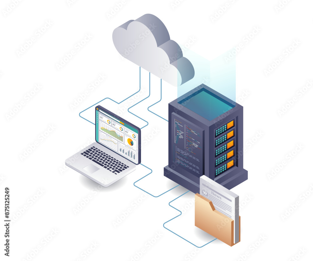 Fototapete Analyzing Data Networks in Cloud Server Systems